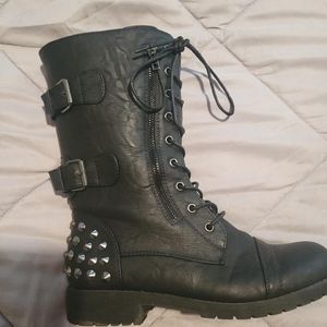 Black combat boots